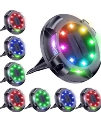 4lü Solar Panelli Kazıklı Zemin Solar Ledi 8+4 Led Rgb
