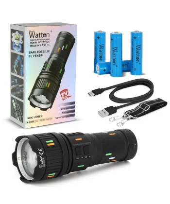 5000 Lümen Cree Tg Led Şarj Göstergeli El Feneri  Wt-731