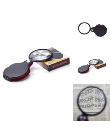 5x 60mm Cam Optik Lens,katlabilir,deri Kaplamalı Cep Büyüteçxx1051