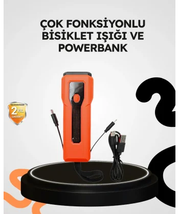 600 Lümen Bisiklet Ön Işık Powerbankli Çakar COB Led