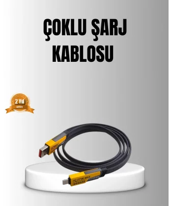 65W 4’ü 1 Arada Örgülü Hızlı Şarj Kablosu USB-C USB-A Çoklu Şarj Dayanıklı