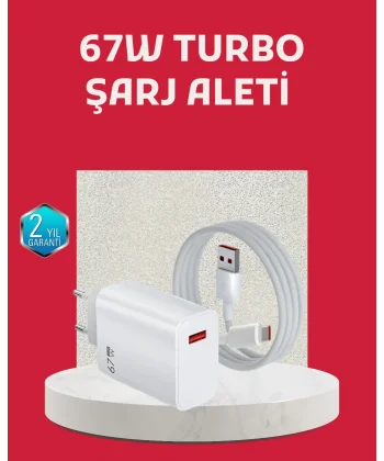 67 Watt Turbo Şarj Cihazı Motorola G30 G50 G60 G82 Uyumlu