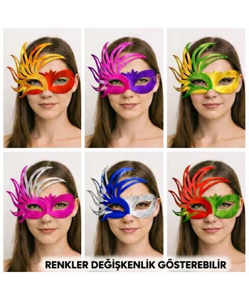 6’lı Çift Renkli Venedik Karton Parti Maskesi Seti
