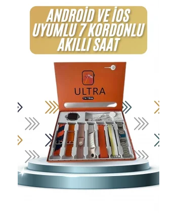 7 Kordonlu Akıllı Saat Plastik Kordon Hasır Kordon Çelik Kordon