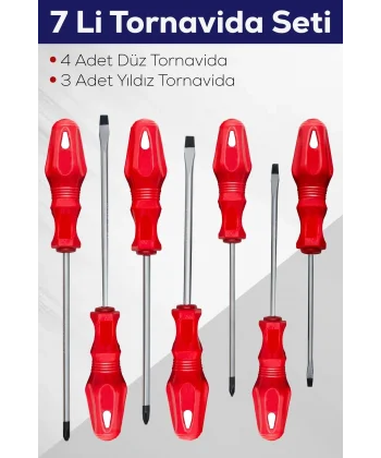 7li Tornavida Seti (4  Düz Tornavida 3  Yıldız Tornavida)