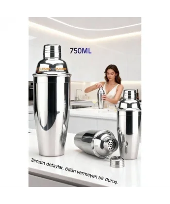 750 ml Inox Shaker - Kokteyl Karıştırma Kabı  Süzgeçli Bar Shaker Paslanmaz Çelik
