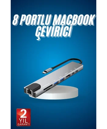 8 Port Çoklayıcı Macbook Ile Uyumlu Çoğaltıcı Type-C dönüştürücü TF SD kart