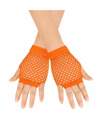 80’ler 90’lar Retro Neon Turuncu File Parmaksız Kısa Eldiven 11 Cm