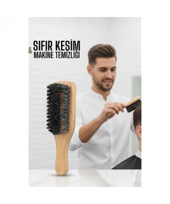Ahşap Fade Fırça – Berberler İçin Sıfır Kesim ve Makine Temizleme Fırçası