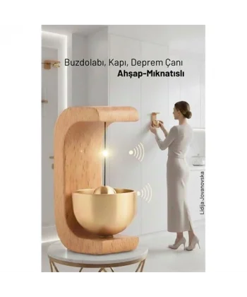 Ahşap Kapı Çanı - Deprem Zili - Dekoratif Zil -Japon Rüzgar Çanı  Yapışkanlı ve Mıknatıslı