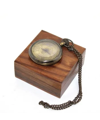 Ahşap Kutulu Pirinç Köstekli Saat 16154