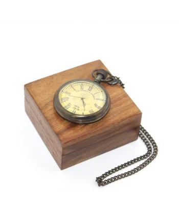 Ahşap Kutulu Pirinç Köstekli Saat 16156