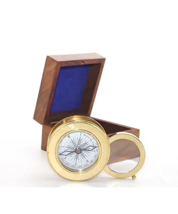 Ahşap Kutulu Pirinç Mercekli Pusula 16040