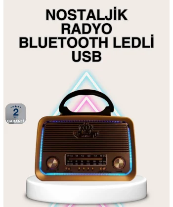 Ahşap Nostaljik Radyo Bluetooth USB SD Kart Destekli