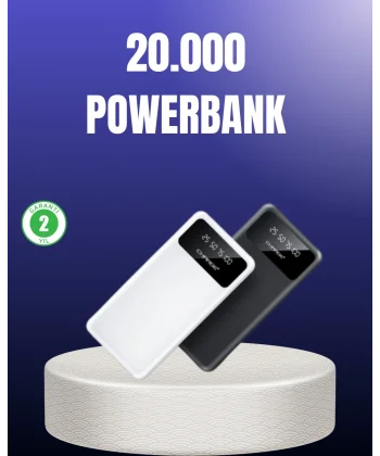 Akıllı LCD Ekranlı 20.000mAh Powerbank PD + USB + Type-C