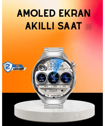 Akıllı Saat AMOLED Ekran Bluetooth Aramalı – Nabız Uyku ve Spor Takipli