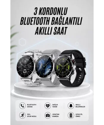 Akıllı Saat Amoled Ekran Bluetooth Bağlantılı Sesli Görüşme Nabız Ölçer