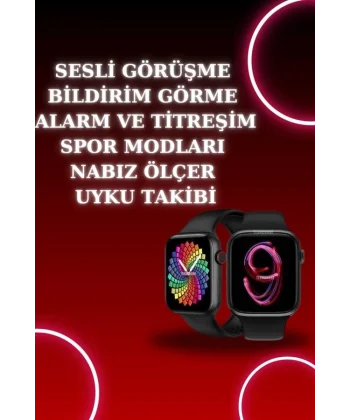 Akıllı Saat Arama Görüşme Bildirim Görme Uyku ve Sağlık Takibi Nabız Ölçer 3 Kordon Hediyeli