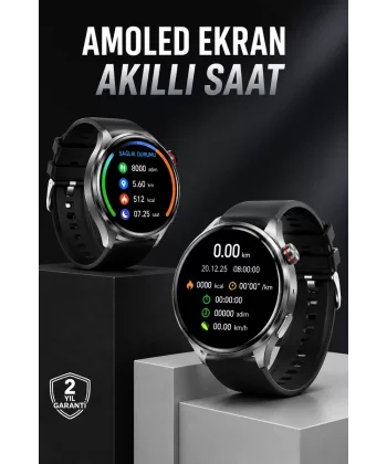 Akıllı Saat Bluetooth Bağlantılı Amoled Ekran Uyku ve Sağlık Takibi