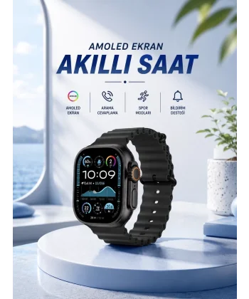 Akıllı Saat Bluetooth Bağlantılı NFC ve GPS Uyumlu Nabız Ölçer Sesli Görüşme