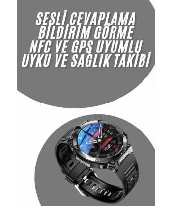 Akıllı Saat Titanyum Kasa Yuvarlak Ekran Alarm Uyku ve Sağlık Takibi Titreşimli