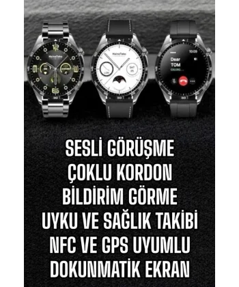 Akıllı Saat Titreşimli Amoled Ekran Uyku ve Sağlık Takibi Sesli Görüşme