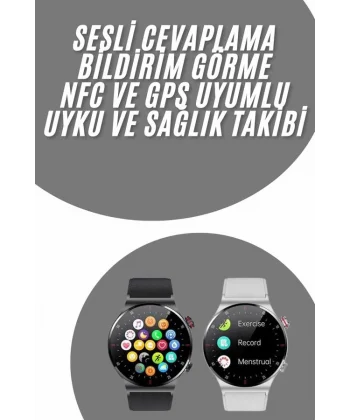 Akıllı Saat Uyku ve Sağlık Takibi NFC Uyumlu Bluetoooth Bağlantılı Android İOS Uyumlu