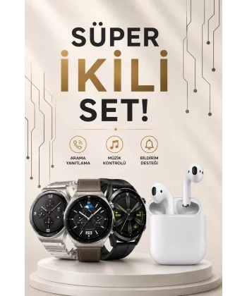 Akıllı Saat ve Kulaklık Seti Dokunmatik Ekran 5.0 Bluetooth Bağlantılı Sesli Görüşme