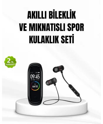 Akıllı Spor Bilekliği ve Gürültü Önleyici Bluetooth Kulaklık Seti
