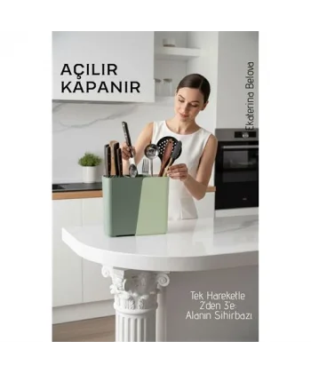 Akıllı Sürgülü Bıçaklık ve Kaşıklık Organizeri - Ayarlanabilir Tezgah Üstü Mutfak Düzenleyici