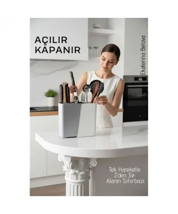 Akıllı Sürgülü Bıçaklık ve Kaşıklık Organizeri - Ayarlanabilir Tezgah Üstü Mutfak Düzenleyici