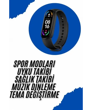 Akıllı Uyumlu Bileklik M6 Adımsayar Spor Modları Çağrı Görme Türkçe Menü