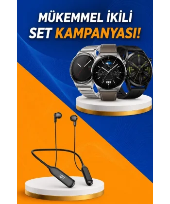 Alarm ve Titreşim Özellikli Akıllı Saat ve Mikrofonlu Kablolu Bluetooth Kulaklık 60 Saat