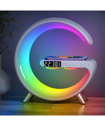 Ally 15W Kablosuz Şarj Standlı Bluetooth hoparlör RGB Gece Lambası-(5775)