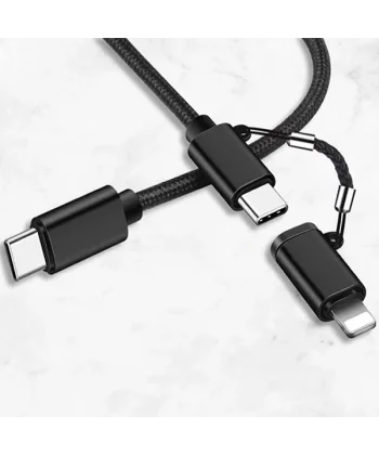 ALLY  2in1 USB Type C 60W Hızlı Şarj PD Kablosu+iPhone Başlık USB Kablo-(5775)