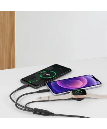 Ally 2x Type-c 100W-27W + Apple Watch İçin Type-c Şarj Kablosu-(5775)