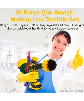 ALLY 31 Parça Çok Amaçlı Ev Banyo ve Araç Matkap Ucu Temizlik Seti-(5775)