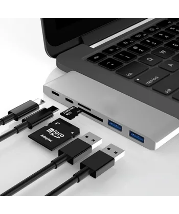 Ally 6 İn1 Usb-C Hub Daul  USB 3.0 Type-C Şarj Kart Reader Çoğaltıcı Hub-(5775)