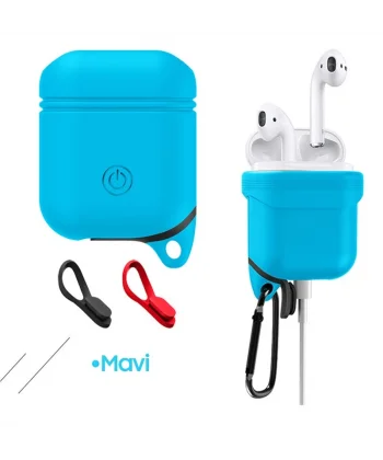 Ally Apple Airpods İçin Premium Silikon Kılıf Anahtarlıklı-(5775)