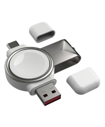 ALLY Apple iWatch İçin Taşınabilir 2 in 1 USB + Type-C Şarj Standı-(5775)