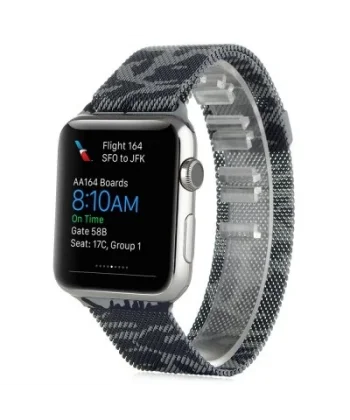 Ally Apple Watch 7-8 45mm 6-5-4 44mm Kayış Kordon Metal Milano Loop Kamuflaj 3-2-1 42mm-(5775)