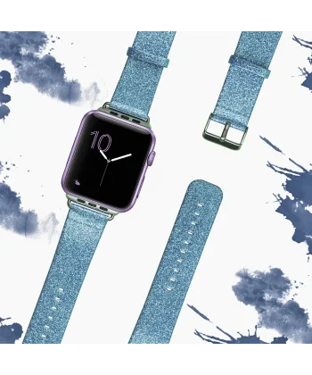 Ally Apple Watch 7-8 45mm 6-5-4 44mm Kordon Kayış Deri Parlak 3-2-1 42mm-(5775)