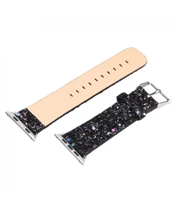 Ally Apple Watch 7-8 45mm 6-5-4 44mm Kordon Kayış Deri Sim İşlemeli 3-2-1 42mm-(5775)