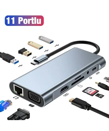 ALLY BYL-2110 11in1 Multifonksiyonlu Type-C Hub Adaptör Dönüştürücü-(5775)