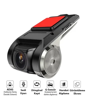 ALLY Full HD Mini Araç İçi Kamera | Geniş Açı Gece Görüşlü Döngüsel Kayıt Kompakt Dash Cam-(5775)