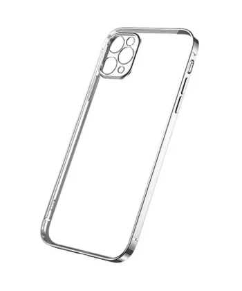 ALLY İPhone 12 Pro 6.1 Metal Görünümlü Darbeye Dayanıklı Silikon Kılıf-(5775)