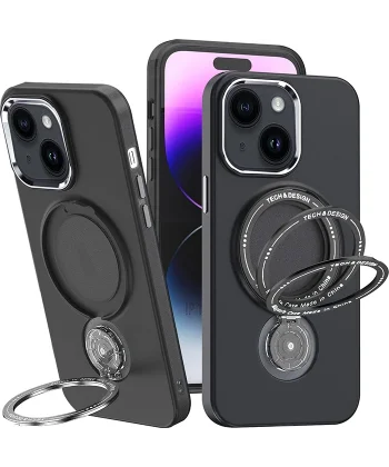ALLY iPhone 15 Plus İçin Magsafe Uyumlu Standlı Manyetik Silikon Kılıf-(5775)