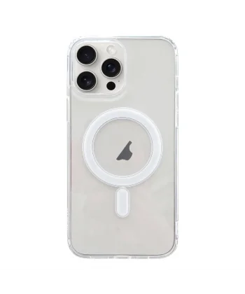 ALLY iPhone 15 Pro Max Magsafe Uyumlu Manyetik Şeffaf Silikon Kılıf-(5775)