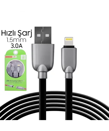 Ally İphone5s6s788 Plus Zinc Alloy Dayanıklı 3.0a 1.5mm Usb Kablo-(5775)