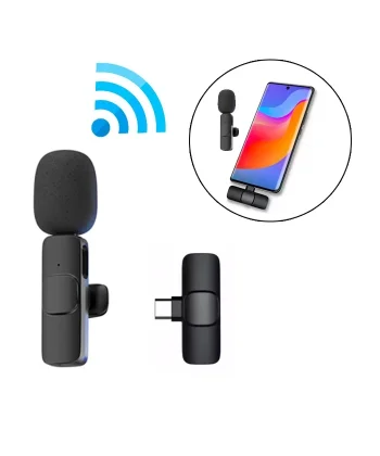 Ally K8 Lightning iPhone Tak Konuş Wireless Kablosuz Mini Yaka Mikrofonu Canlı Yayın Mikrofonu-(5775)